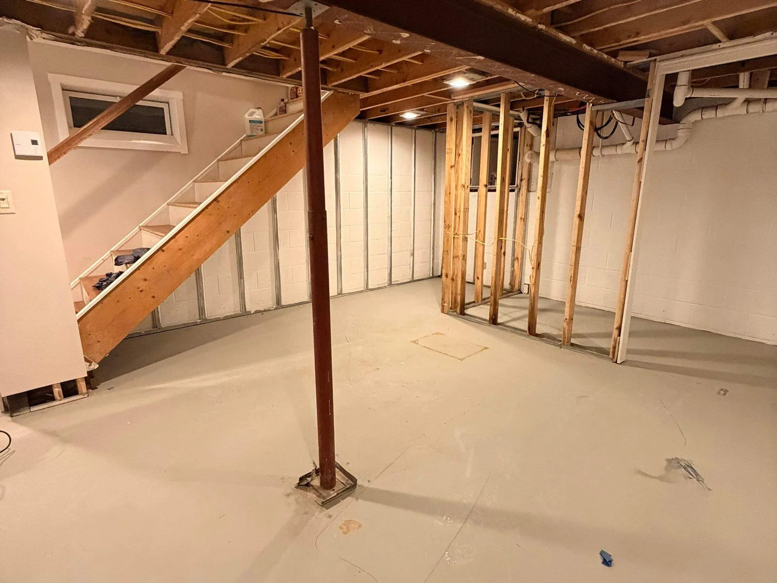 The same basement dried out and cleaned by Aided Water Damage Restoration